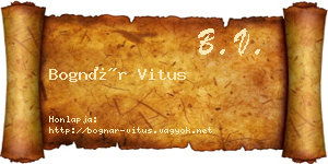 Bognár Vitus névjegykártya
